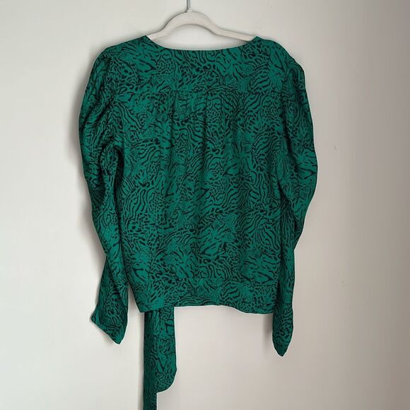 Parker JADED JAGUAR Arya Animal Print Wrap Blouse, US Small - Picture 3 of 11